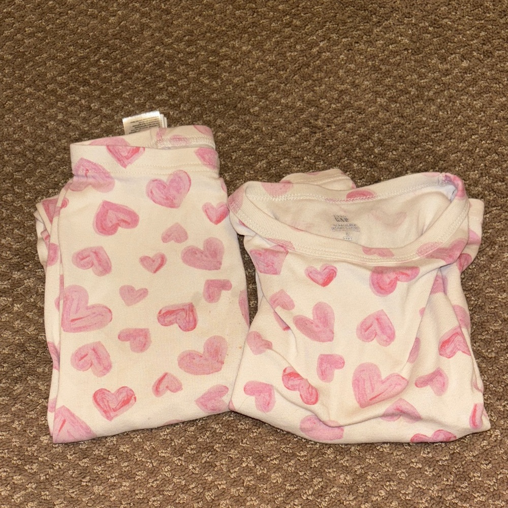 GAP Kids Pajama Set with Pink Heart Pattern